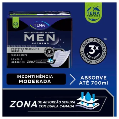 Absorvente Protetor Masculino Tena Men Noturno Level 3 8 Unidades