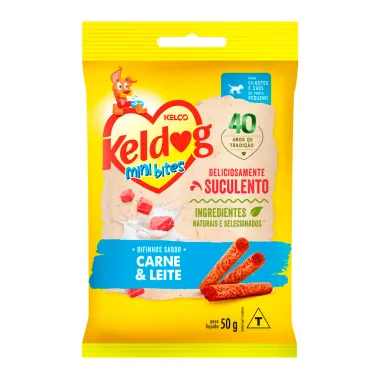 Bifinho Keldog Mini Bites Sabor Carne e Leite 60g Caixa