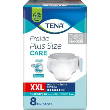 Fralda Geriátrica Tena Plus Size Care XXL 8 Unidades
