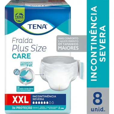 Fralda Geriátrica Tena Plus Size Care XXL 8 Unidades