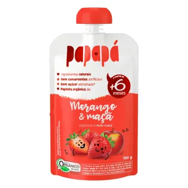 Papinha Papapá Orgânica Morango e Maçã 100g