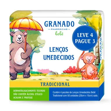 Lenço Umedecido Granado Bebê Tradicional 200 Unidades Pack