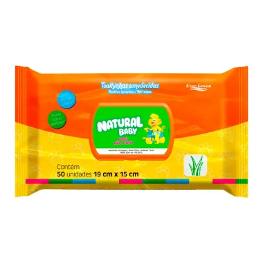 Toalha Umedecida Natural Baby Wipes 50 Unidades