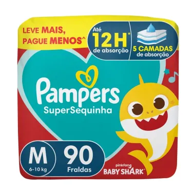 Fralda Pampers Supersequinha Tamanho M 90 Unidades Descart&aacute;veis