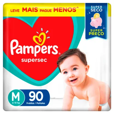 Fralda Pampers Supersec Tamanho M 90 Fraldas Descartáveis Pacote