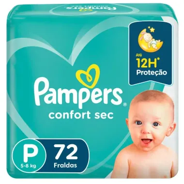 Fralda Pampers Confort Sec Tamanho P 72 Unidades Descartáveis