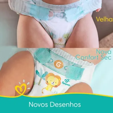 Fralda Pampers Confort Sec Tamanho P 72 Unidades Descartáveis