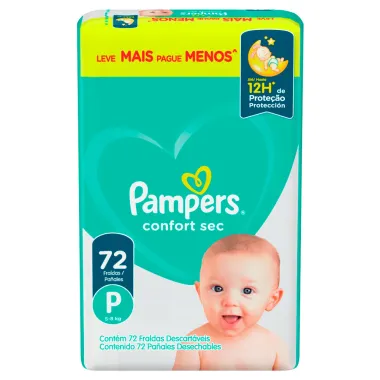 Fralda Pampers Confort Sec P 72 Unidades Descartáveis Pack