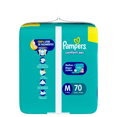 Fralda Pampers Confort Sec Tamanho M 70 Unidades Descartáveis