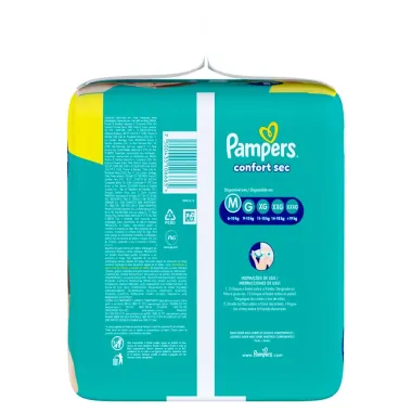 Fralda Pampers Confort Sec Tamanho M 70 Unidades Descartáveis