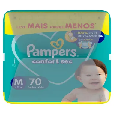 Fralda Pampers Confort Sec Tamanho M 70 Unidades Descartáveis
