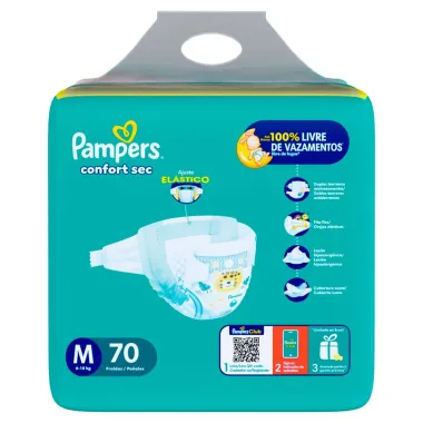 Fralda Pampers Confort Sec Tamanho M 70 Unidades Descartáveis