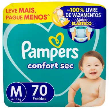 Fralda Pampers Confort Sec Tamanho M 70 Unidades Descart&aacute;veis
