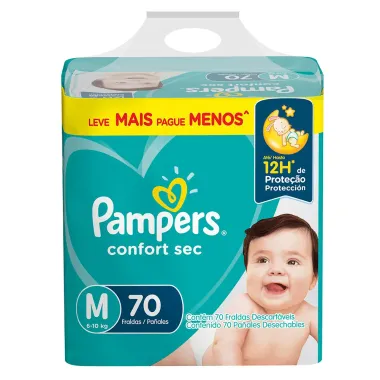 Fralda Pampers Confort Sec Tamanho M 70 Unidades Descartáveis_1