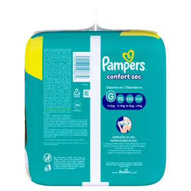 Fralda Pampers Confort Sec Tamanho G Leve Mais Por Menos 60 Unidades Descartáveis