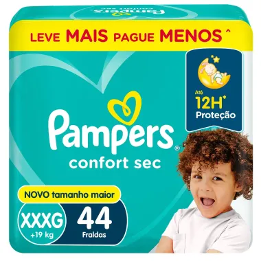 Fralda Pampers Confort Sec Tamanho XXXG 44 Unidades Descartáveis