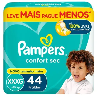 Fralda Pampers Confort Sec Tamanho XXXG 44 Unidades Descartáveis