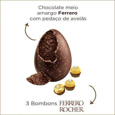 Ovo de P&aacute;scoa Ferrero Rocher Dark Amargo 137,5g
