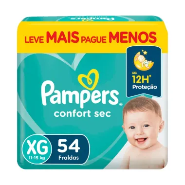 Fralda Pampers Confort Sec Tamanho XG 54 Fraldas