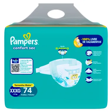 Fralda Pampers Confort Sec Tamanho XXXG 74 Fraldas