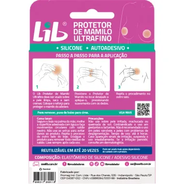 Protetor de Mamilo Lib Ultra Fino Silicone Reutilizável Tamanho Único Bege 1 Par
