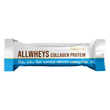 Barra de Proteína Trustfuel Allwheys Collagen 10g de Proteínas Cookies e Cream 40g