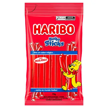 Bala Haribo Sticks Morango 70g