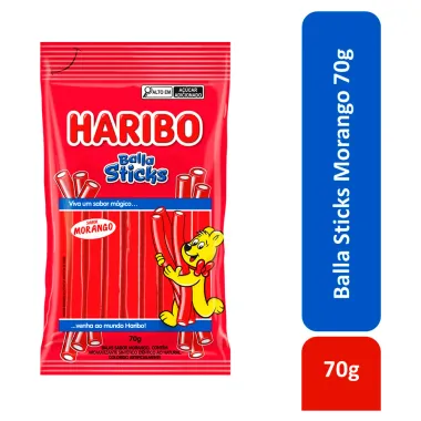 Bala Haribo Sticks Morango 70g