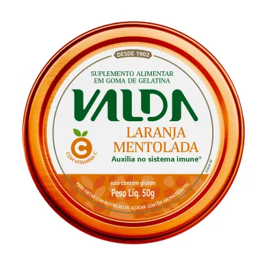 Balas de Gelatina Valda Vitamina C Sabor Laranja Mentolada com 50g