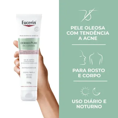 Eucerin DermoPure Oil Control Gel de Limpeza Concentrado Peles Oleosas e Acneicas 150g