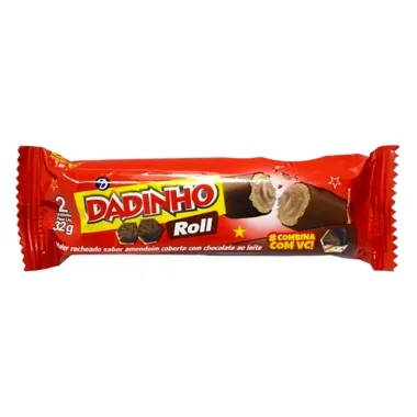 Roll Dadinho Recheio Sabor Amendoim Coberto com Chocolate ao Leite 32g