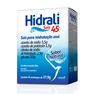 Hidrali Sais 45 Sabor Natural com 4 Envelopes de 27,9g cada