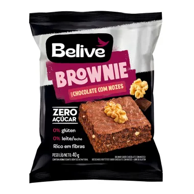 Brownie Belive Sabor Chocolate com Nozes Zero Açúcar 40g