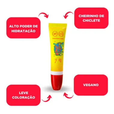 Hidratante Labial Laby Chiclé com Cor Morango 10g-3