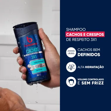 Shampoo Bozzano Cachos e Crespos 3 x 1 Óleo de Coco 200ml