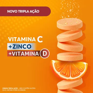 Cebion Tripla Ação Vitamina C Zinco e Vitamina D com 30 Comprimidos Efervescentes