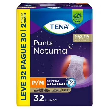 Roupa Íntima Tena Pants Noturna Tamanho P/M Leve 32 Pague 30 Unidades Descartáveis
