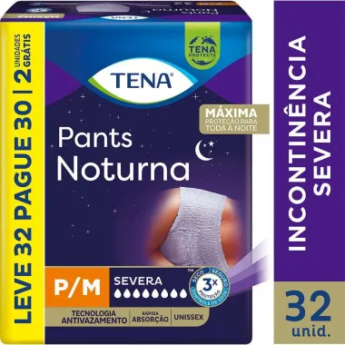 Roupa Íntima Tena Pants Noturna P/M 32 unidades Embalagem Econômica