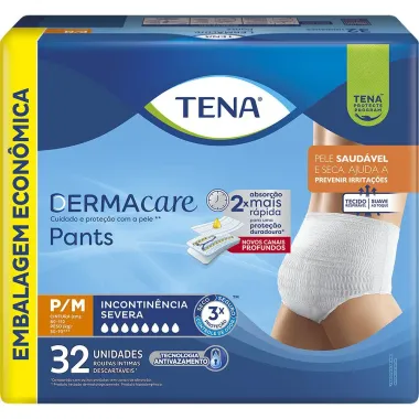 Roupa Íntima Tena Pants Dermacare P/M Embalagem Econômica 32 unidades