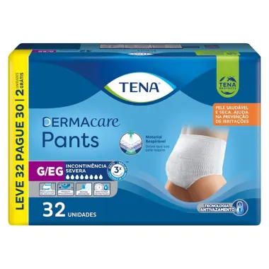 Roupa Íntima Tena Pants Dermacare Tamanho G/EG Leve 32 Pague 30 Unidades Descartáveis
