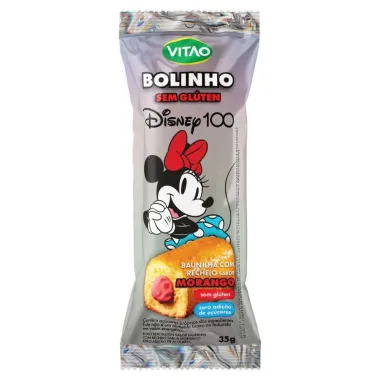 Bolinho Vitao Sabor Baunilha com Recheio de Morango sem Glúten Minnie Mouse 35g