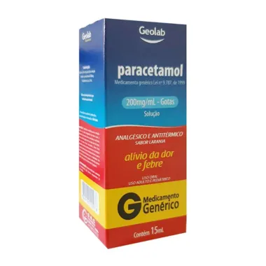 Paracetamol 200mg/ml Geolab Genérico Gotas com 15ml