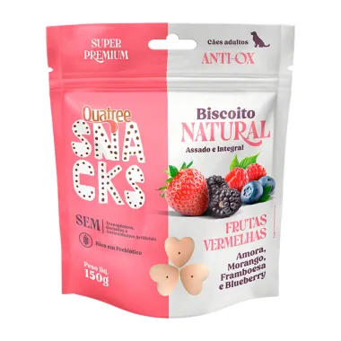 Snacks Biscoito Natural Quatree Super Premium Anti-Ox Adultos Frutas Vermelhas 150g