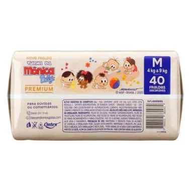 Fralda Infantil Turma da Mônica Baby Premium Tamanho M 40 Unidades
