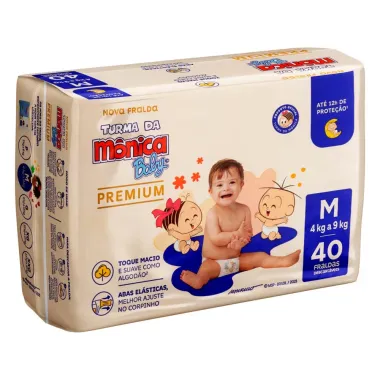 Fralda Infantil Turma da Mônica Baby Premium Tamanho M 40 Unidades
