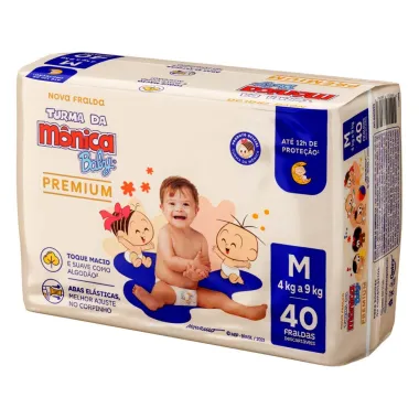 Fralda Infantil Turma da Mônica Baby Premium Tamanho M 40 Unidades