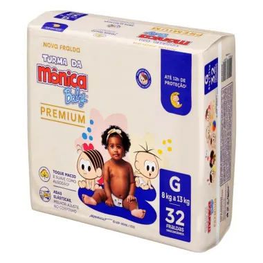 Fralda Infantil Turma da Mônica Baby Premium Tamanho G 32 Unidades