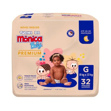 Fralda Turma da Mônica Baby Premium G 32 Unidades