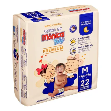 Fralda Turma da Mônica Baby Premium M 22 Fraldas Descartáveis