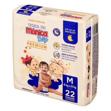 Fralda Turma da Mônica Baby Premium M 22 Fraldas Descartáveis